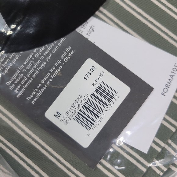 GLYDER Green Striped Sultry Leggings - M - Picture 5 of 5
